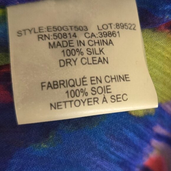 Elie Tahari "Jillie" Blue Lagoon Watercolor Pure Silk Pleated Tunic S NWT - Picture 11 of 13